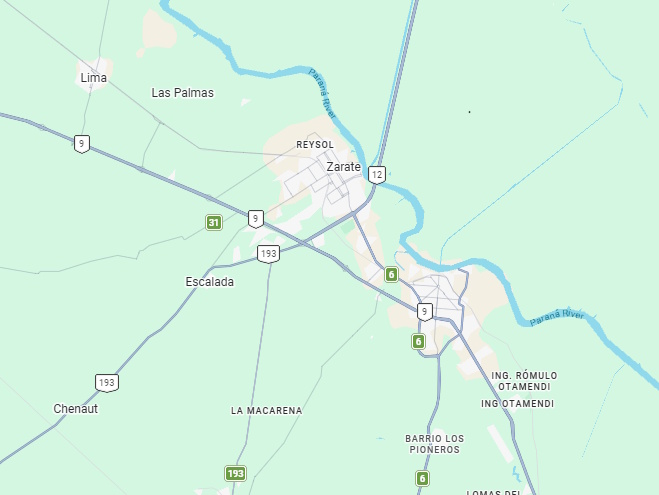 Mapa de cobertura en Campana y Zárate, Buenos Aires