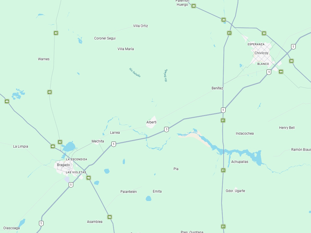 Mapa de cobertura en Chivilcoy y Bragado, Buenos Aires