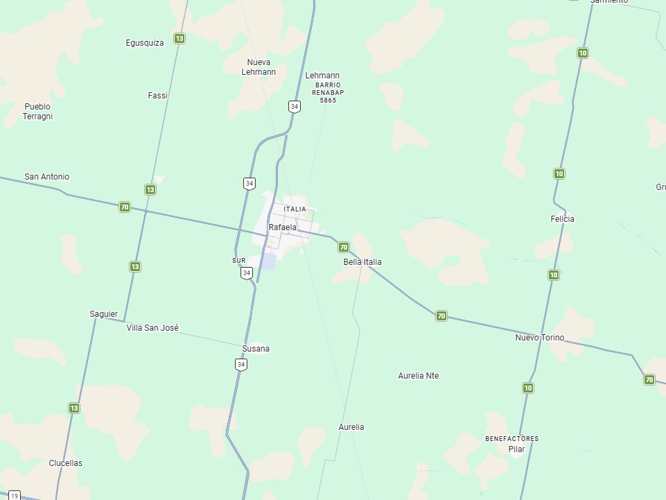 Mapa de cobertura en Rafaela, Santa Fe
