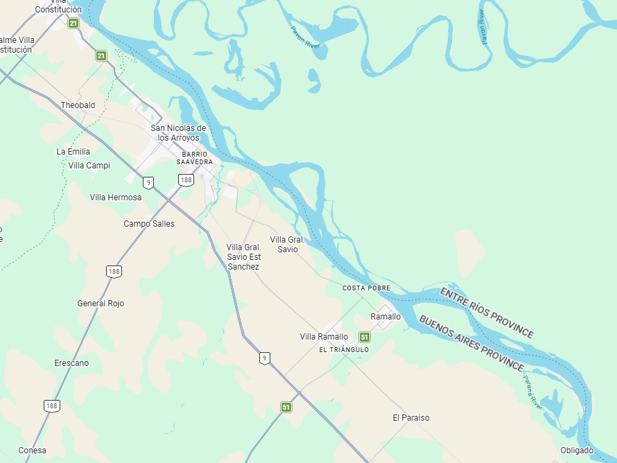 Mapa de cobertura en San Nicolás y Ramallo, Buenos Aires
